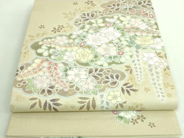 平和屋着物■極上　越後十日町の一流染匠　桐屋・翠山工房　太鼓柄袋帯　辻が花　金彩　銀通し地　逸品　DZAA7035kh5