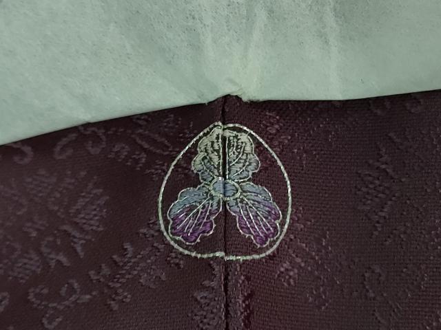 平和屋着物■極上　お召　花菱地紋　色無地　深紫色　逸品　未使用　DZAA7062kh5 平和屋着物□極上 お召 花菱地紋 色無地 深紫色 逸品 未使用 DZAA7062kh5