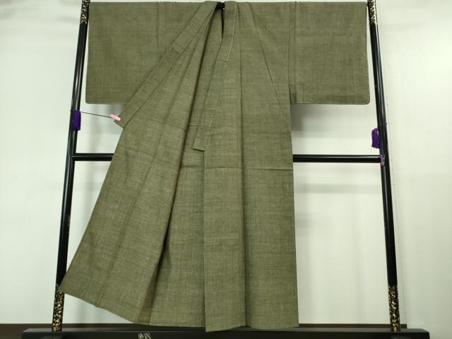 平和屋本店●極上　男性　本場結城紬 重要無形文化財 単衣 長襦袢セット　キングサイズ　藍媚茶色地　証紙付き　逸品　未使用　DZAA7070kh5_2