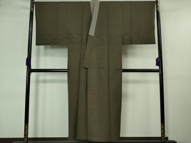 平和屋本店●極上　男性　本場結城紬 重要無形文化財 単衣 長襦袢セット　キングサイズ　藍媚茶色地　証紙付き　逸品　未使用　DZAA7070kh5_8