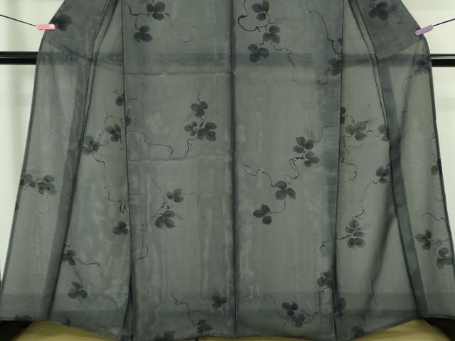 平和屋着物■極上　小紋　無双　紗袷　紗×絽　五泉　手描き　南天蔦の葉　金彩　反端付き　逸品　未使用　DZAA7128kh5 平和屋着物□極上 小紋 無双 紗袷 紗×絽 五泉 手描き 南天蔦