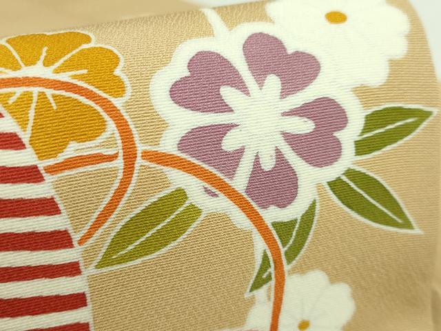 平和屋着物○塩瀬 九寸名古屋帯 刺繍 抽象花文 金彩 正絹 逸品 DAAY8099cm