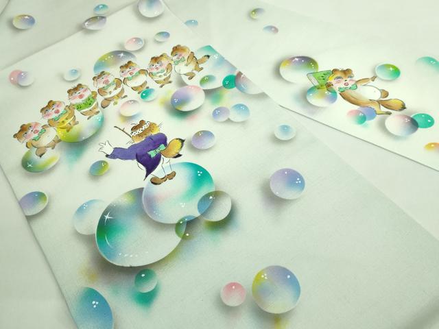 平和屋着物□極上 九寸名古屋帯 紬地 手描き たぬき 合唱 逸品 DZAA7158kh5