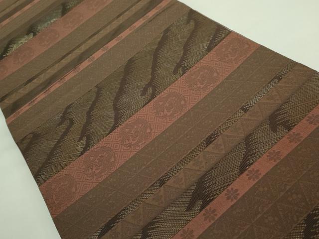 平和屋着物□極上 両面 全通柄袋帯 名物裂横段文 二