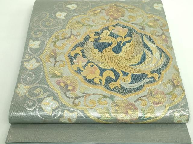 金色の花と鳳凰の螺鈿袋帯 平和屋着物□六通太鼓柄