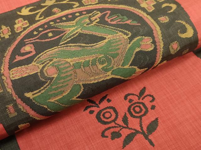 平和屋着物□極上 八寸名古屋帯 舞花文 黒地 逸品 DZAA7759kh5 平和屋