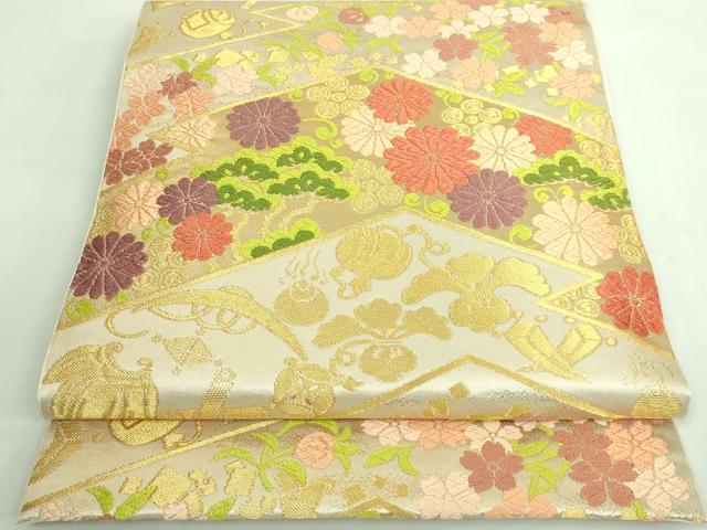 平和屋着物□極上 西陣 川島織物 六通柄 本袋帯 唐織 動物花
