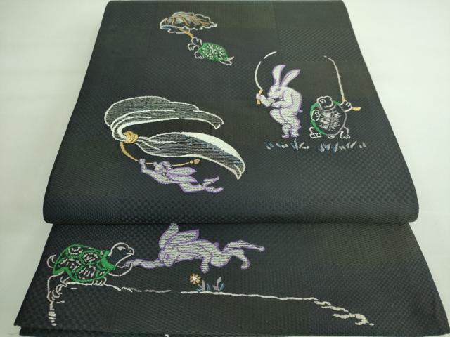 平和屋着物□極上 太鼓柄袋帯 総刺繍 鳥獣戯画 銀糸 逸品 DZAA7227kh5