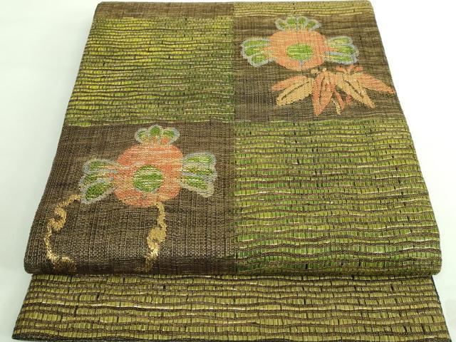 平和屋着物■極上　西陣　老舗　渡文謹製　手織　太鼓柄袋帯　さざ波　金糸　逸品　DZAA7233kh5