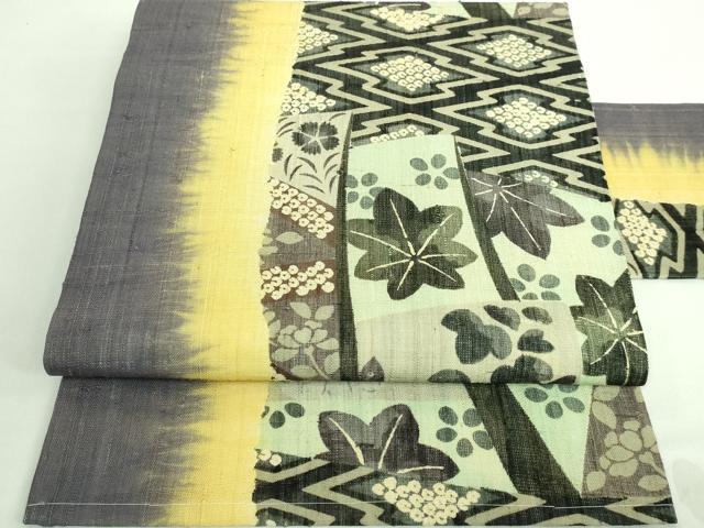 平和屋本店■極上　夏物　摺型友禅　京都　多ち花　九寸名古屋帯　誰が袖　麻　逸品　未使用　DZAA7239kh5