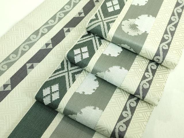 平和屋着物■極上　男性　両面　角帯　雪輪間道　逸品　未使用　DZAA7249kh5