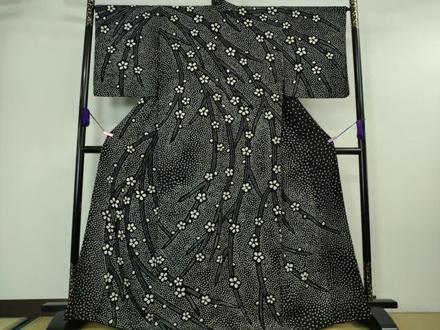 平和屋着物■極上　訪問着　絞り　枝垂れ花　黒地　逸品　DZAA7253kh5