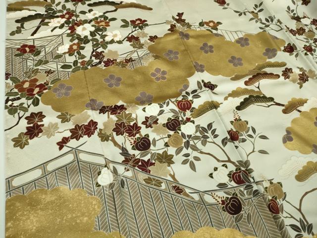 平和屋本店□極上 訪問着 駒刺繍 千八織 雲取り橘椿