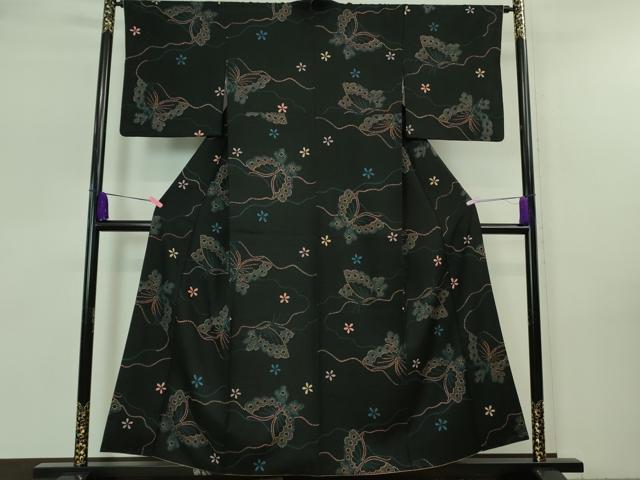 平和屋着物□極上 洗える最高級着物 ＜英＞はなぶさ謹製 小紋 舞蝶花