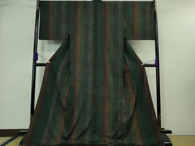 平和屋着物■極上　漢方染紬　杢目絞り　間道　やまと誂製　ロング丈　逸品　DZAA7281kh5 平和屋着物□極上 漢方染紬 杢目絞り 間道 やまと誂製