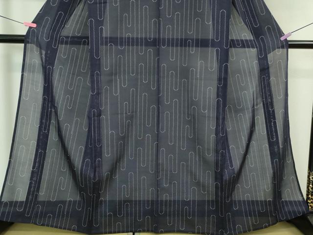平和屋着物■極上　夏物　本塩沢　夏塩沢　壺垂れ　鉄紺色地　証紙付き　逸品　DZAA7287kh5_4