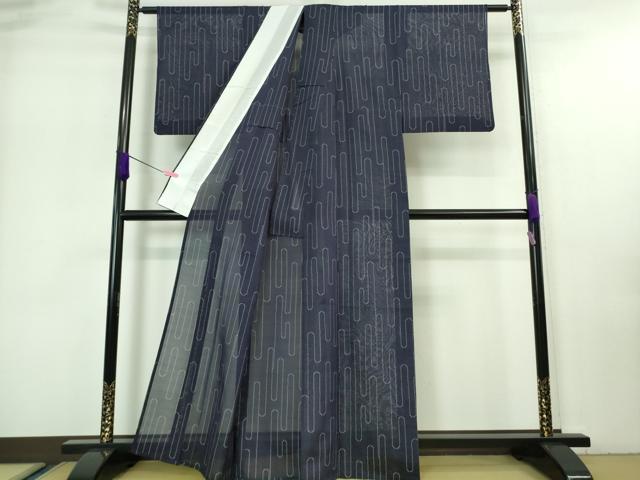 平和屋着物■極上　夏物　本塩沢　夏塩沢　壺垂れ　鉄紺色地　証紙付き　逸品　DZAA7287kh5_2
