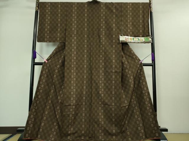 平和屋着物□極上 結城眞綿紬 80亀甲 藤貫謹製 市松花間