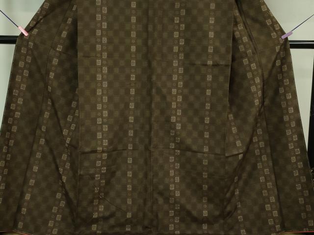 平和屋着物□極上 結城眞綿紬 80亀甲 藤貫謹製 市松花間