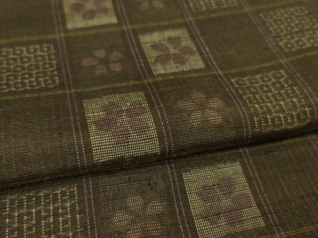 平和屋着物□極上 結城眞綿紬 80亀甲 藤貫謹製 市松花間