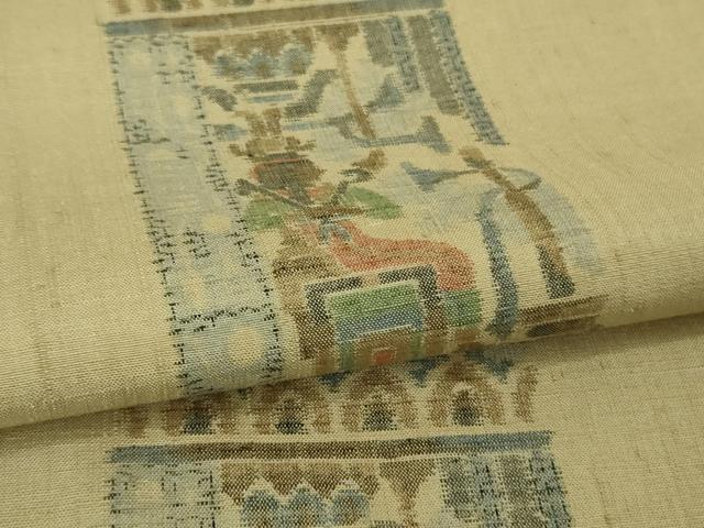 平和屋着物■極上　本場眞綿結城紬　壁画文様　やまと誂製　証紙付き　逸品　未使用　DZAA7294kh5 平和屋着物□極上 本場眞綿結城紬 壁画文様 やまと誂製 証紙付き 逸品