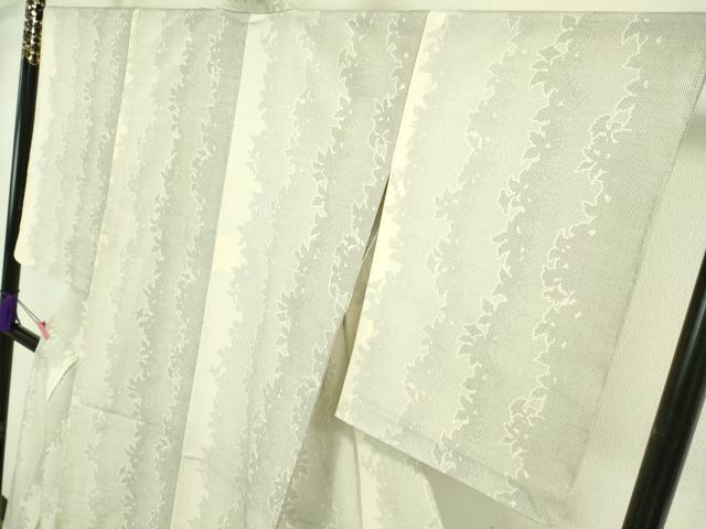 平和屋着物□極上 本塩沢 単衣 草葉シルエット 逸品 未使用