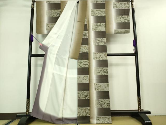 平和屋着物■極上　訪問着　兎　うさぎ　変わり市松　間道　暈し染め　金彩　逸品　DZAA7298kh5 平和屋着物□極上 訪問着 兎 うさぎ 変わり市松 間道 暈し染め