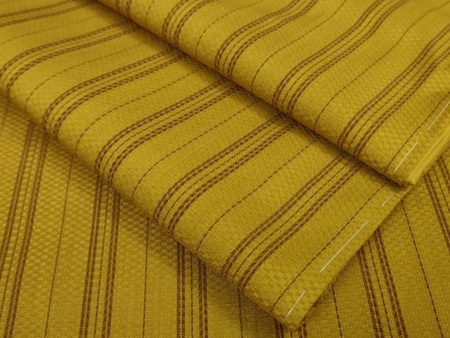平和屋本店□極上 山下八百子 本場黄八丈 紬 市松綾織 三越