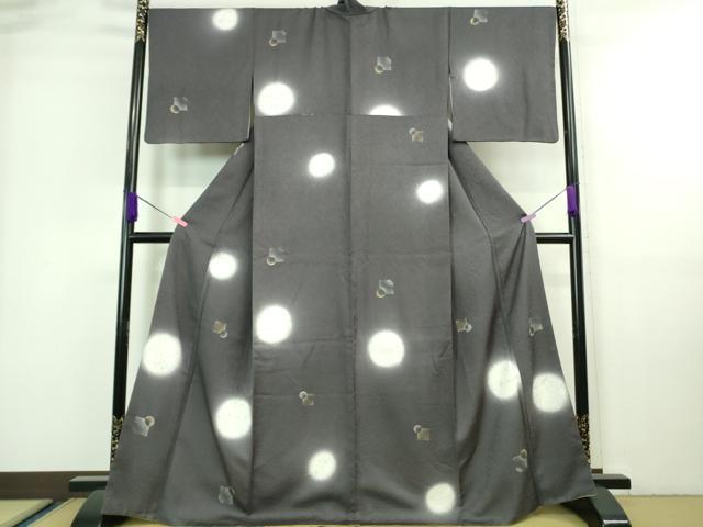 平和屋着物■極上　小紋　萩丸文　蛍暈し　褐色地　金銀彩　逸品　DZAA7350kh5