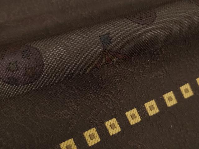 平和屋本店□極上 訪問着 お召地 紗袷 ピエロ サーカス 黒鳶色地