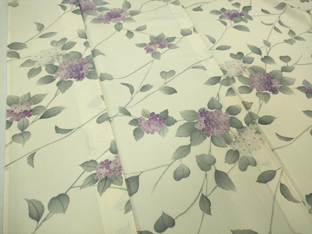 平和屋着物■極上　夏物　小紋　絽　紫陽花　あじさい　象牙色地　逸品　DZAA7388kh5_4