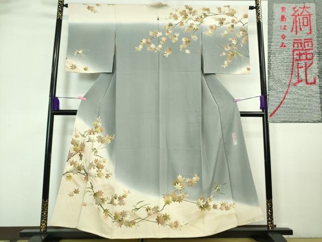 平和屋着物■極上　現代アンティーク　貝島はるみ　綺麗伝説　訪問着　燕　枝楓　暈し染め　逸品　未使用　DZAA7394kh5