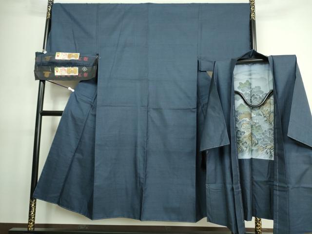 平和屋着物■極上　男性　本場大島紬　アンサンブル　長羽織　100亀甲　総詰め　林博文作　証紙付き　逸品　未使用　DZAA7413kh5