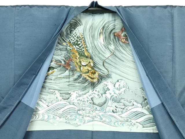 平和屋着物□極上 男性 紬 キングサイズ 色無地 留紺色 逸品 未使用