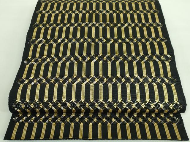 平和屋着物○太鼓柄袋帯 すくい織 横段更紗花文 正絹 逸品 未使用