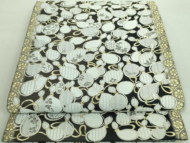 平和屋着物■極上　両面　全通柄袋帯　唐織　吉兆千成ひょうたん　金糸　逸品　DZAA7436kh5
