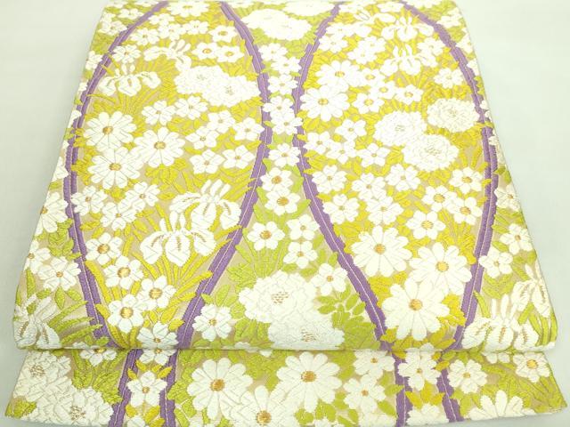 平和屋着物■極上　西陣　河合美術織物謹製　六通柄袋帯　唐織　立涌草花文　金糸　逸品　DZAA7440kh5