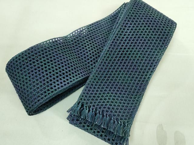 平和屋本店■極上　男性　夏物　角帯　羅　青系　暈し　箱付き　逸品　DZAA7463kh5_2
