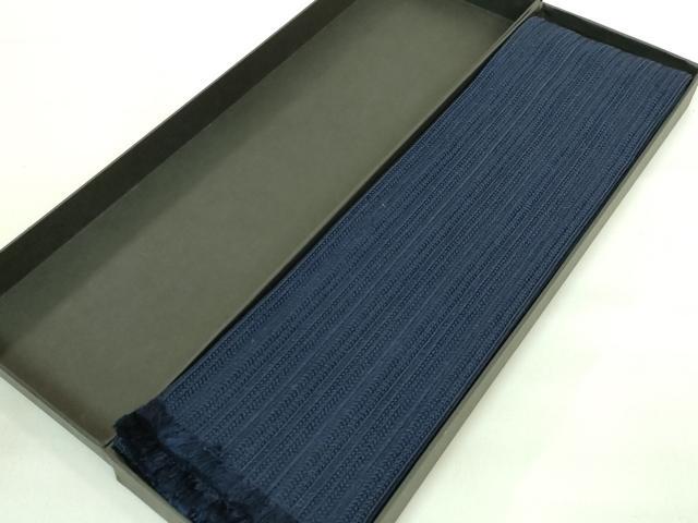平和屋本店■極上　男性　本場筑前博多織　角帯　紺色地　箱付き　逸品　DZAA7464kh5