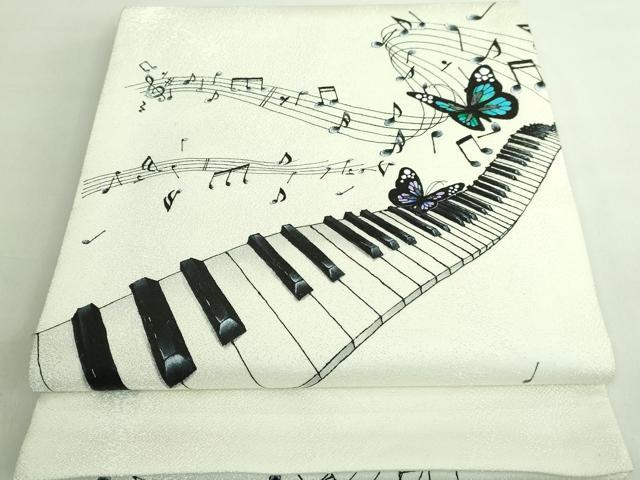 平和屋着物■極上　太鼓柄袋帯　作家物　手描き　螺鈿箔　ピアノ　舞蝶　逸品　DZAA7469kh5