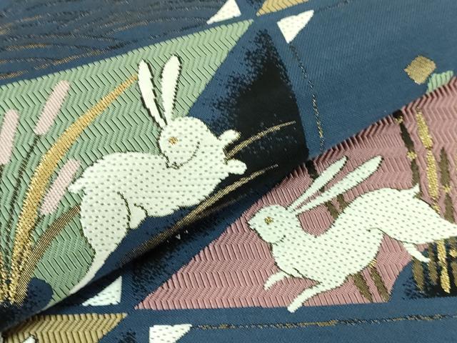 平和屋着物□極上 九寸名古屋帯 因幡の白兎 黒地 金糸 逸品 DZAA7478kh5