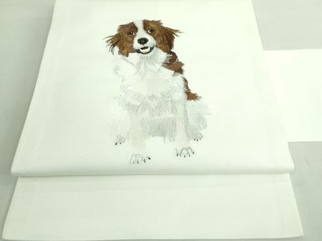 平和屋着物■極上　九寸名古屋帯　総刺繍　犬　コイケルホンディエ　逸品　DZAA7481kh5