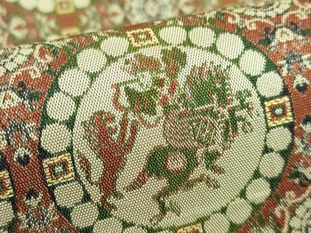 平和屋着物□極上 龍村美術織物 九寸開き名古屋帯 獅子狩文