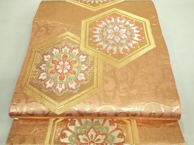 平和屋着物●極上　西陣　川島織物　六通柄　本袋帯　亀甲花文　金糸　逸品　DZAA7503kh5