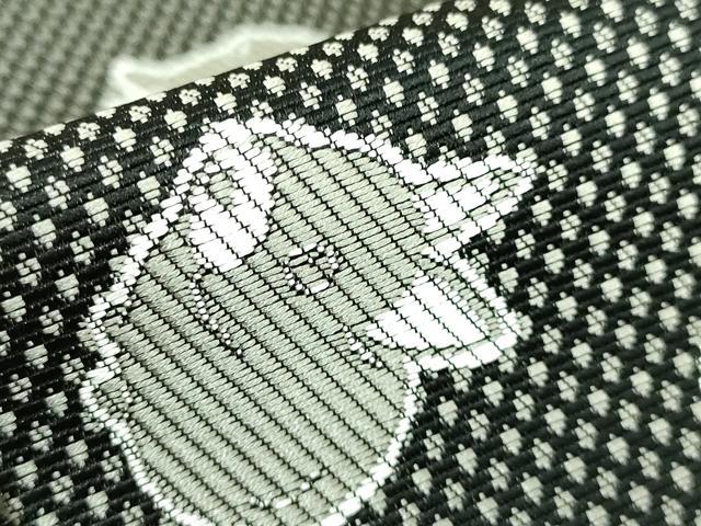 平和屋着物□極上 本場筑前博多織 両面 半幅帯 兎 うさぎ 黒地 博多金