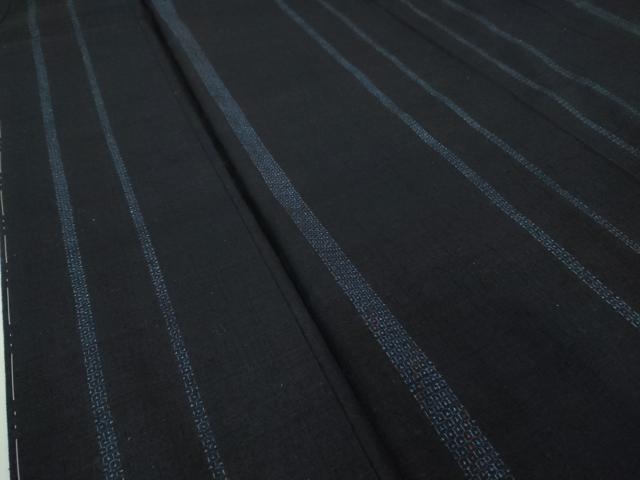 平和屋着物□極上 本場結城紬 重要無形文化財 80亀甲 間道 濃藍色地