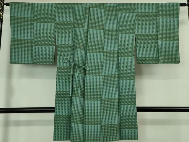 平和屋着物■極上　道中着　ロング丈　変わり市松　縮緬地　逸品　DZAA7545kh5