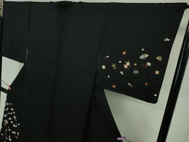 平和屋本店□極上 訪問着 総刺繍 宝尽くし 黒地 金糸 逸品 DZAA7558kh5