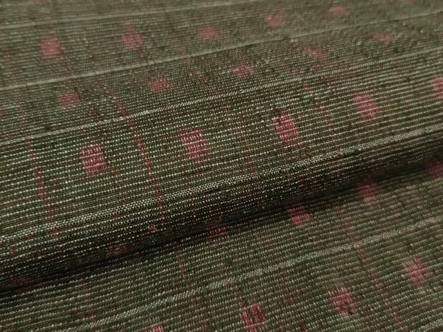 平和屋本店□極上 本場結城紬 重要無形文化財 色紙格子文 証紙付き