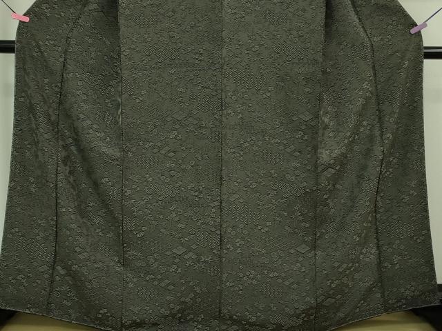 平和屋着物□極上 お召 名物裂花笹文 蝉色地 逸品 未